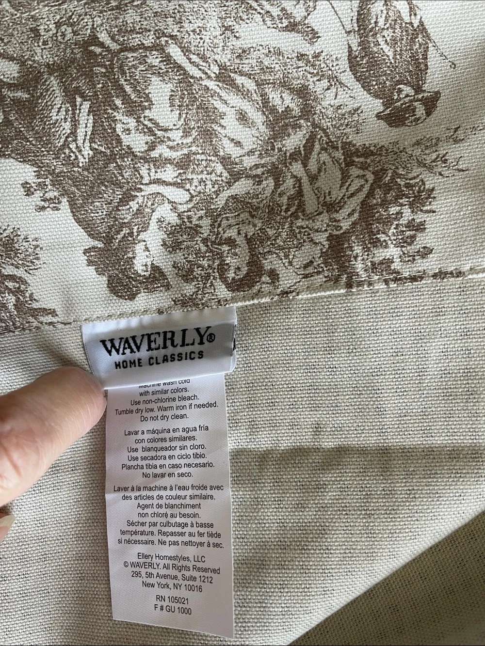 Waverly Cotton Cream and Brown Kitchen window Valance Curtain with Gingham Trim